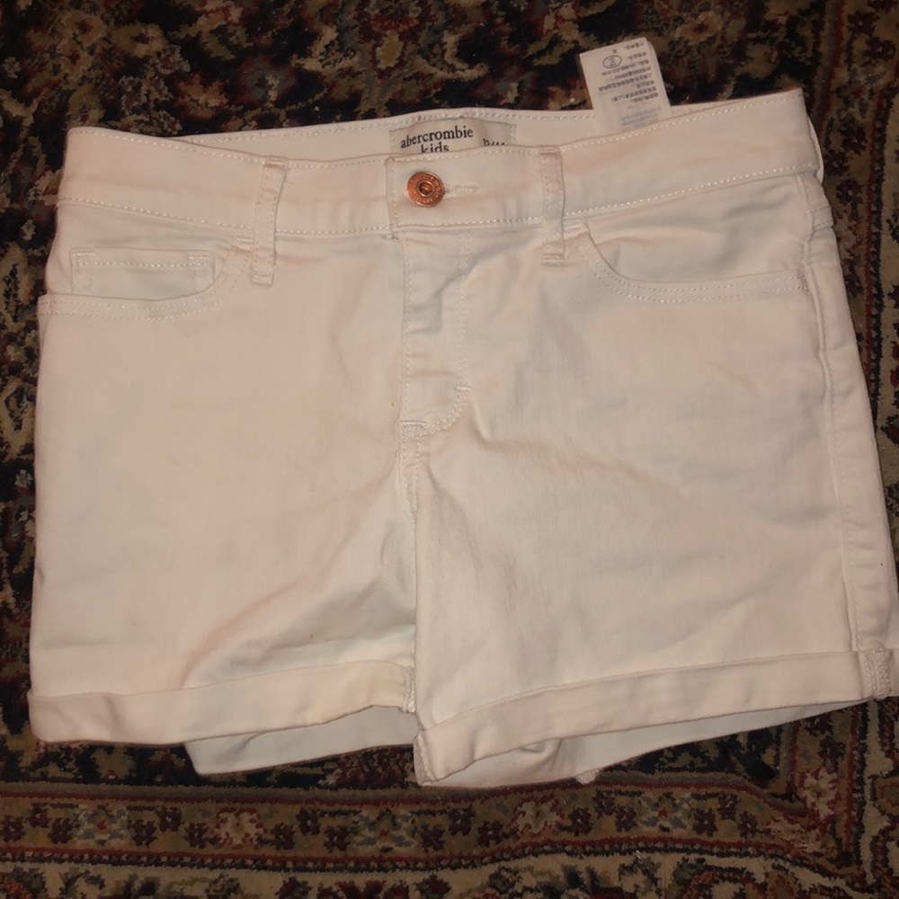 Girls white denim shorts